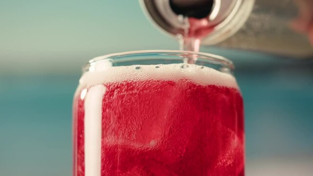 Opening soda or beer can, macro close up of can pull tab opening, watering refreshment, hand open lemonade or juice.