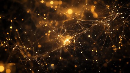Abstract Golden Network: Luxurious Connectivity, Elegant Design.  Perfect for technology, finance, or luxury branding visuals