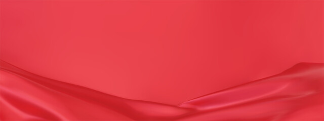 Obraz premium Luxury abstract red background with ribbon silk elements. 3D vector illustration.