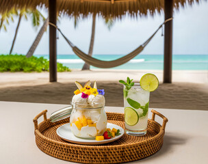 Delicious Refreshments Served on a Tropical Beach Getaway