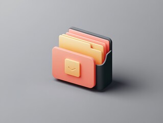 Sleek 3D vector icon for file management and organization tools on a muted gray backdrop