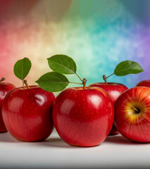 Shiny Red Apples Delightful Fresh Fruits On White Table