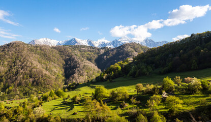 Panoramic view of the Caucasus mountains