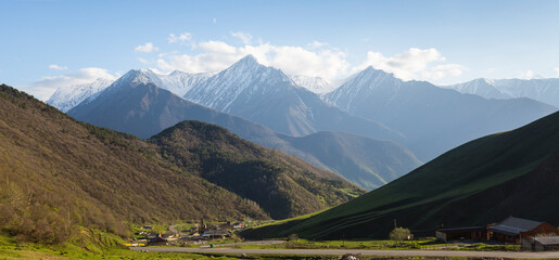 Panoramic view of the Caucasus mountains