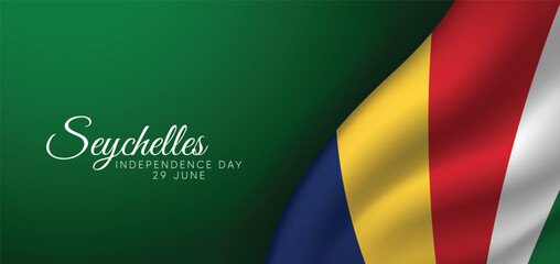 Seychelles Independence Day 29 June waving flag vector poster