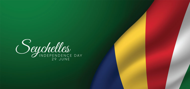 Seychelles Independence Day 29 June waving flag vector poster