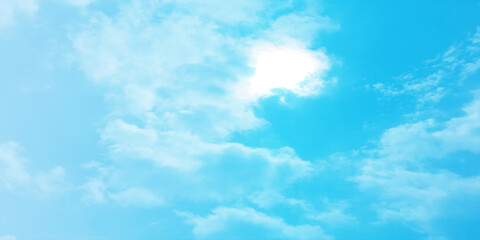 sunny sky blue light watercolor background. Aquarelle painting brush effect card paper textured canvas cloudy smoke space for text, entertaining card, template. aquamarine color graphics illustration