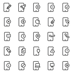 Outline icons set for Smartphone services