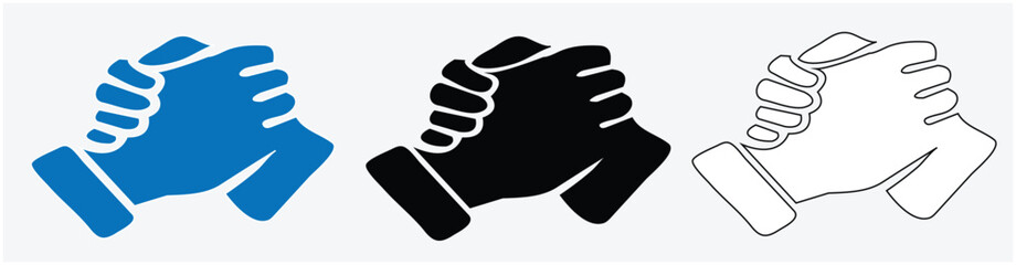 Business agreement handshake set  handshake icon in line style, friendly handshake icon for apps and websites, vector illustration, 