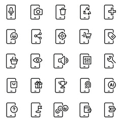 Outline icons set for Smartphone services