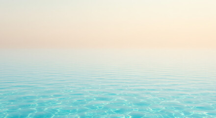Fototapeta premium Serene pastel horizon where calm sea meets misty sky creates tranquil background for meditation apps, wellness brands, and peaceful digital environments