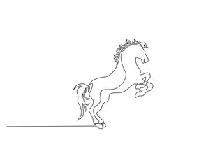 Horse animal continuous line. Continuous one line drawing of horse. Fast animal, horse power concept. Single line drawing