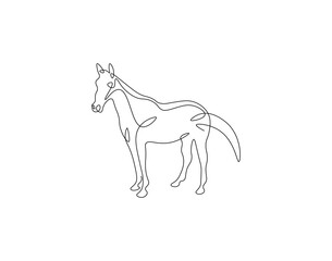 Horse animal continuous line. Continuous one line drawing of horse. Fast animal, horse power concept. Single line drawing