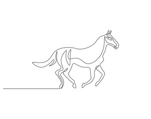 Horse animal continuous line. Continuous one line drawing of horse. Fast animal, horse power concept. Single line drawing