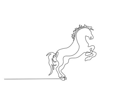 Horse animal continuous line. Continuous one line drawing of horse. Fast animal, horse power concept. Single line drawing