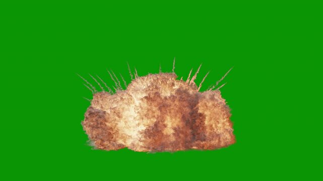 Hot gas blast explosion, HD 24p, with alpha channel and green screen for transparent background