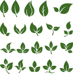 20 Collection of Green Leaf Illustrations Nature Icons and Symbols for Design Projects