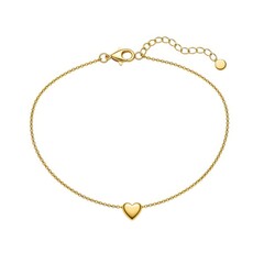 Golden heart bracelet isolated on white background