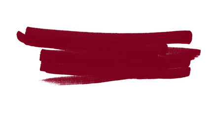 Fototapeta premium Bold Crimson Brushstroke Banner A Single Horizontal Paint Mark on Transparent Backdrop Ideal for Highlighting Text or Adding Artistic Flair