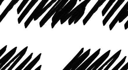 Dynamic Black Brush Stroke Border on Transparent Backdrop for Artistic Frames, Textures, and Creative Design Elements in Digital Projects