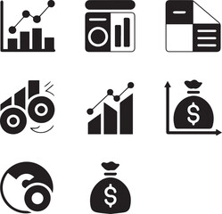 Financial Graphic Icons: A collection of meticulously crafted financial graphic icons, each designed to represent a different aspect of business and finance.