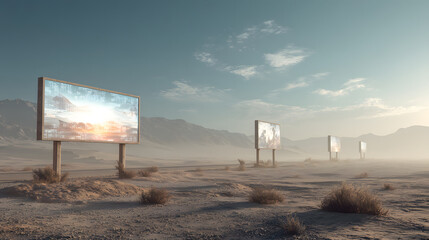 Surreal Desert Landscapes Billboards Displaying Sky Scenes in a Barren Environment
