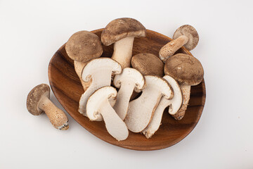 fresh pine mushrooms isolated on white background.