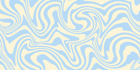 Abstract horizontal background with colorful waves. Trendy vector illustration in style retro 60s, 70s. Pastel colors