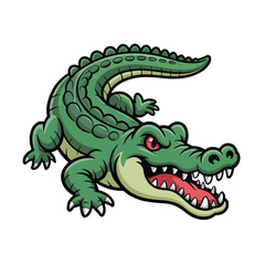 Cartoon Alligator: A vibrant cartoon illustration of a green alligator with an open mouth, showcasing its sharp teeth and powerful physique.