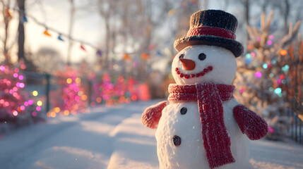 Festive Snowman in a Winter Wonderland A Joyful Christmas Scene