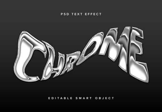 Warped Chrome Text Effect Mockup