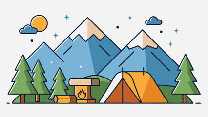 Camping adventure in majestic mountain scenery