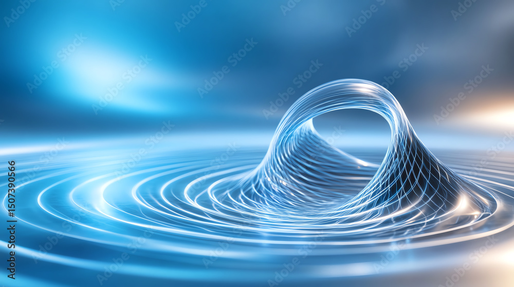 Poster A mesmerizing abstract representation of rippling waves and a vortex, illustrating the beauty of physics and fluid dynamics.