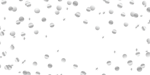 Elegant Silver Confetti on White Background for Invitations, Greeting Cards, Announcements, and Special Event Promotions. The Perfect Visual Element for Classy Celebration Designs