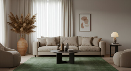 Fototapeta premium Modern Minimalist Living Room Interior