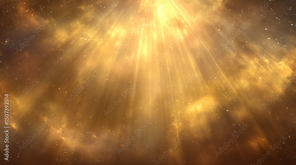 Poster a stunning cosmic background filled with radiant light beams illuminating the vastness of space and 