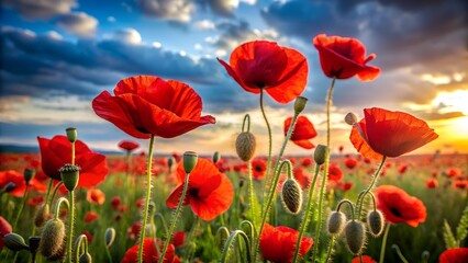 Fototapeta premium field of red poppies