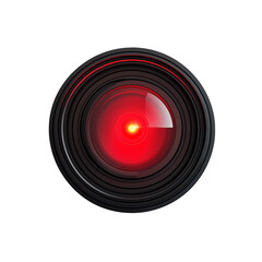 Red Laser Focus Camera Lens isolated on transparent background Remove, Clipping Path