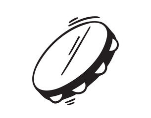 tambourine icon doodle hand drawn. Outline drawing tambourine line clipart symbol