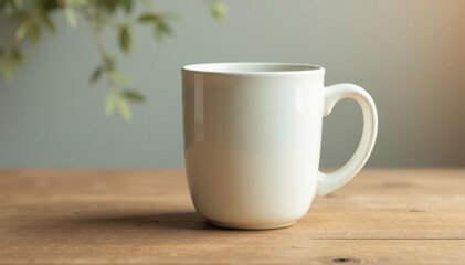 Obraz premium Large ceramic mug, slightly angled, crisp white , homeware, white mug, coffee mug