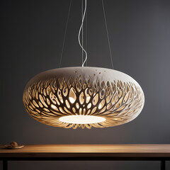 Mushroom mycelium pendant light designed for eco-friendly interior decor 
