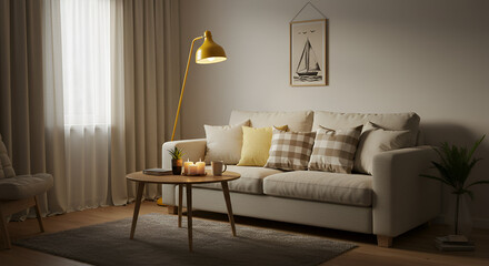 Fototapeta premium Modern Minimalist Living Room Interior