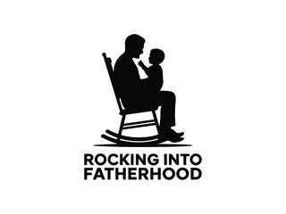 Fototapeta premium Father and son rocking chair silhouette fatherhood
