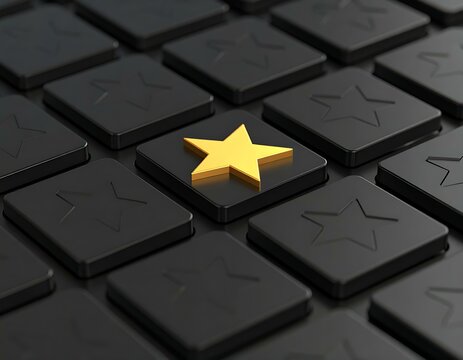 Gold Star on Black Keyboard Exceptional Rating, Top Choice, Best Selection