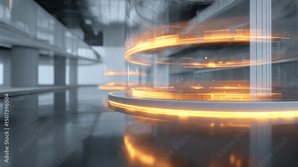 Leinwandbilder futuristic circular glowing lights create a dynamic ambiance in a modern technological environment, 