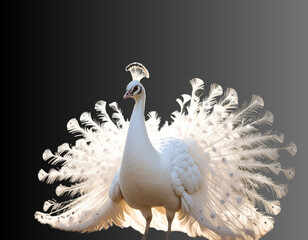 Ethereal White Peafowl in a Mystical Garden Setting