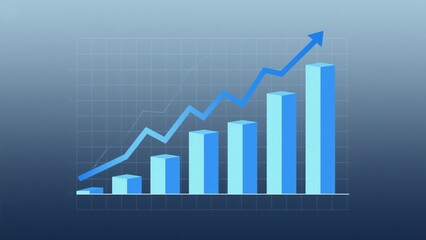 Abstract Financial Growth Chart with Blue Bars and Line Graph