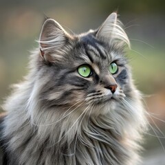 
Portrait of a beautiful gray striped cat close up