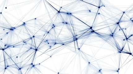 Obraz premium Abstract Network Connection: Intricate Web of Blue Lines and Nodes on White Background