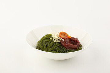 Korean noodles made with seaweed